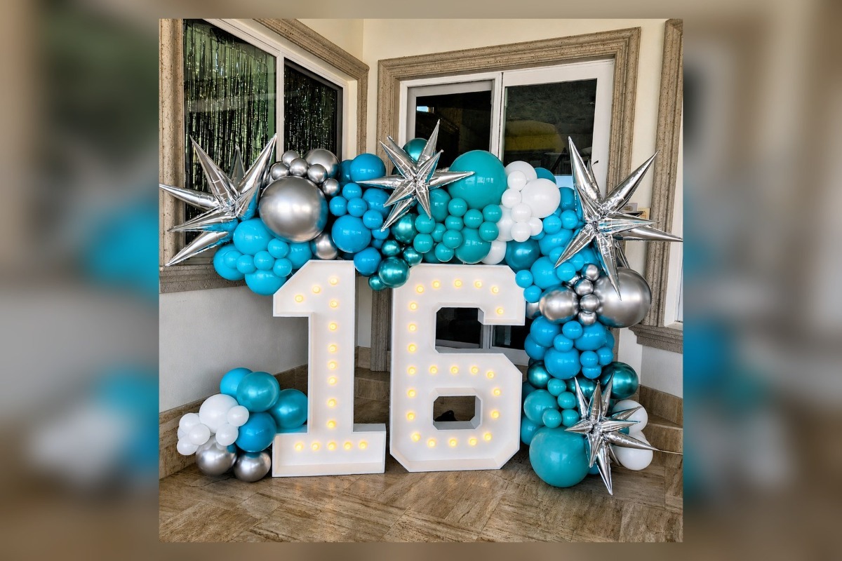2 Marquee Numbers with Medium Balloon Garland Package